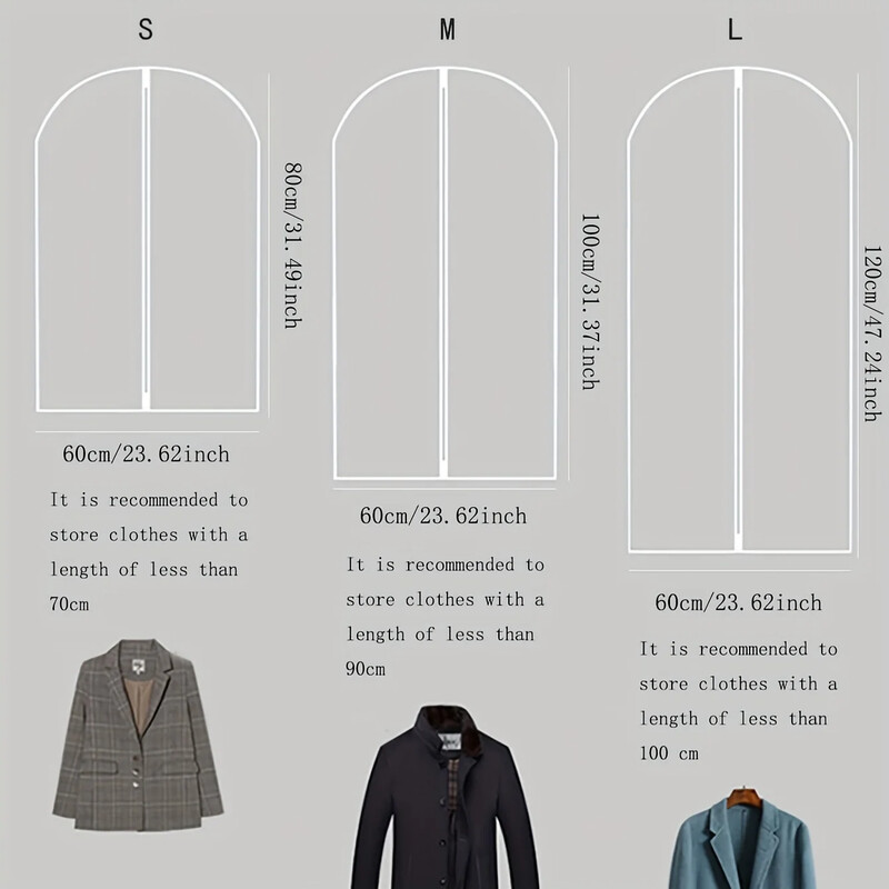 1 bucată-palton, buzunar, husă de praf, buzunar agățat, husă de praf pentru haine, husă transparentă pentru costum, dulap complet închis