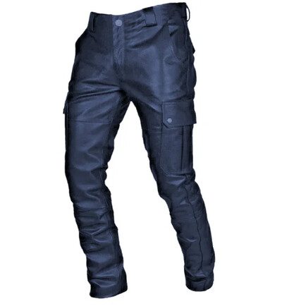 Noua Sosire! Pantaloni din piele de culoare pură pentru bărbați, curea din PU la modă și stil pentru petrecerea timpului liber, promoție 2024