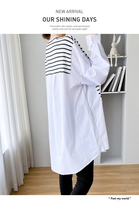 Nepravilne košulje za trudnice Proljeće Dugi rukavi Pruge Patchwork Trudničke bluze velikih veličina Široka odjeća za trudnice