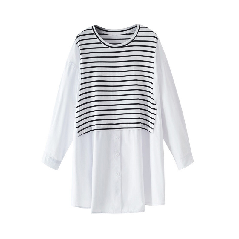 Nepravilne košulje za trudnice Proljeće Dugi rukavi Pruge Patchwork Trudničke bluze velikih veličina Široka odjeća za trudnice