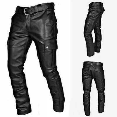 2024 téli őszi punk alkalmi férfi nadrágok hosszú retro gót vékony nadrágok overálok kocogók alkalmi bőr Pantalones Hombre