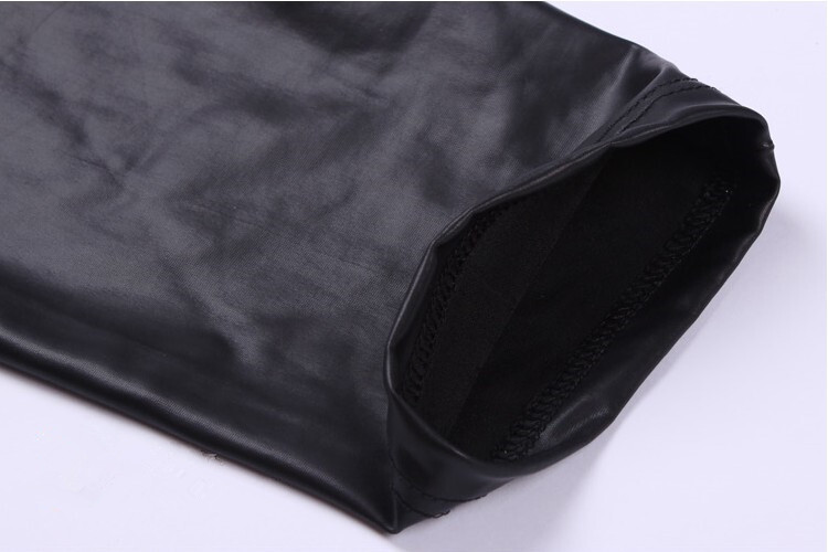 Seksīgi vīrieši mazstāvu U izliekts maisiņš Nakts klubs Stage Performance Zeķubikses Bodywear Bikses Vīriešu spīdīgas mākslīgās ādas legingi geju apģērbs