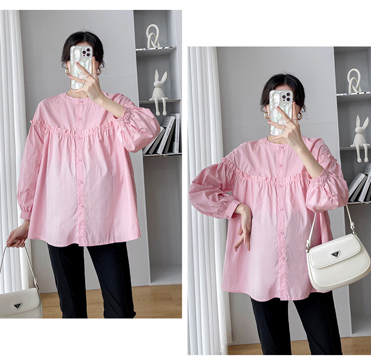 Pamučne bluze za trudnice Košulje dugih rukava Odjeća za trudnice Bluze Trudničke majice