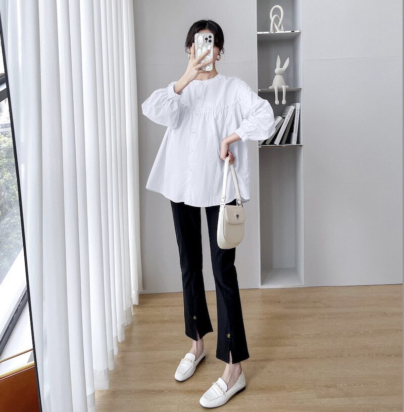 Pamučne bluze za trudnice Košulje dugih rukava Odjeća za trudnice Bluze Trudničke majice