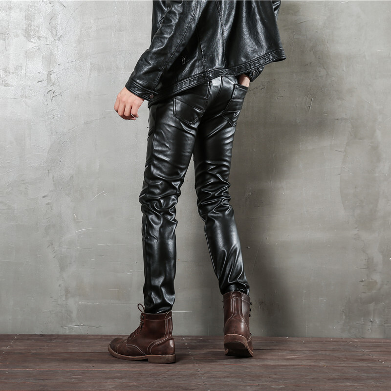 Idopy Vīriešu rāvējslēdzējs Halovīni Steampunk rāvējslēdzēji Pu Motociklu ballīte Svētku Stage Performance Punk Mākslīgās ādas bikses Džinsi