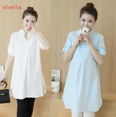 Új kismama blúzok OL stílusú pamut ing terhes nők számára Kismama ruhák Alkalmi terhes kismama üzleti blúzok