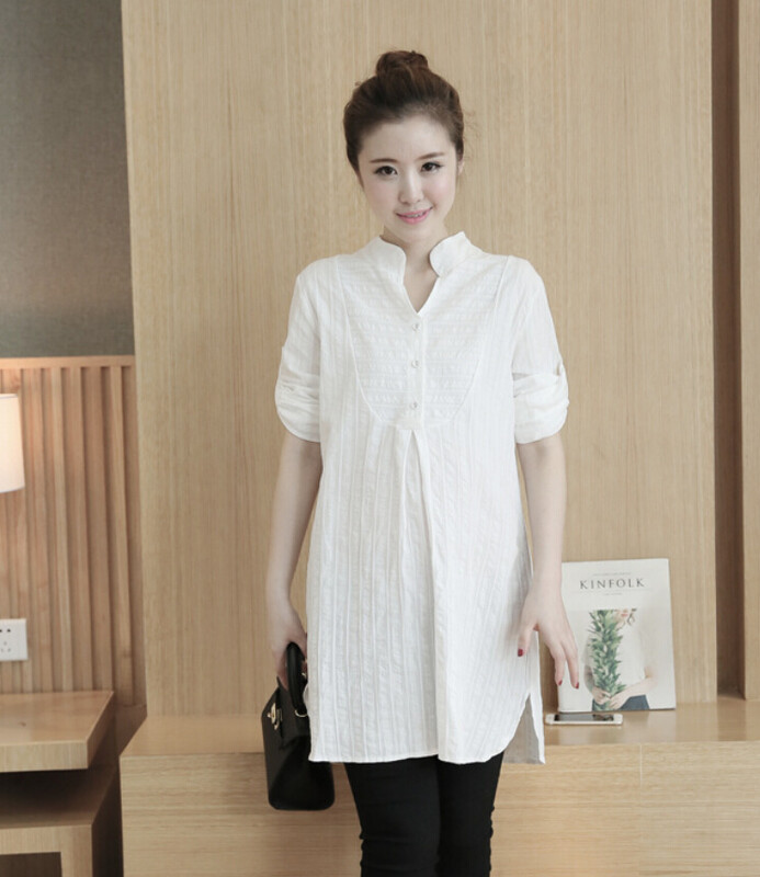 Új kismama blúzok OL stílusú pamut ing terhes nők számára Kismama ruhák Alkalmi terhes kismama üzleti blúzok