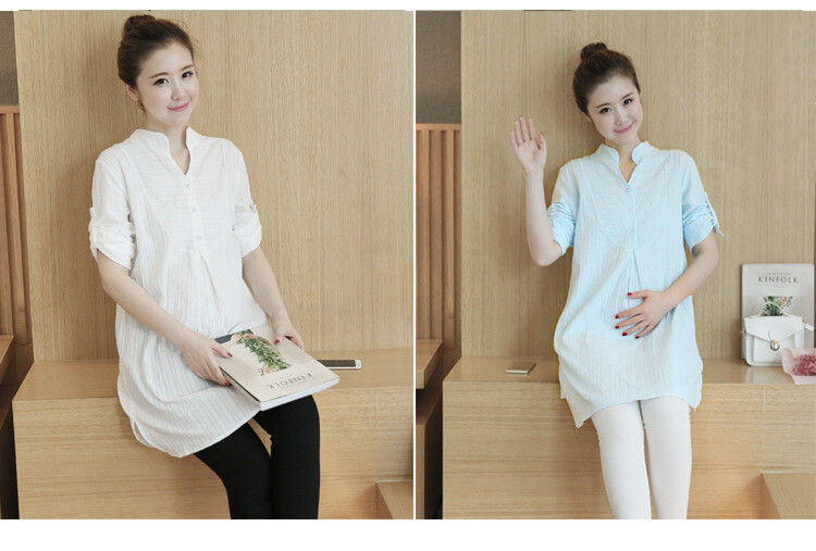 Új kismama blúzok OL stílusú pamut ing terhes nők számára Kismama ruhák Alkalmi terhes kismama üzleti blúzok