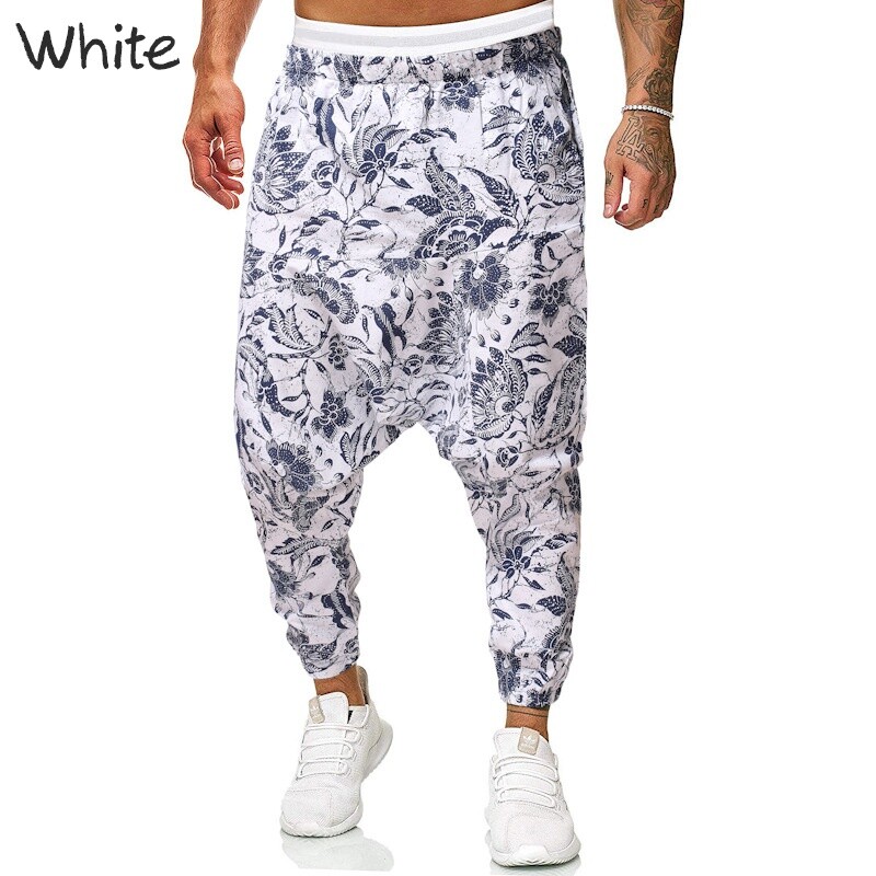 Muške harem hlače lanene pamučne ležerne hlače Afrički print jogging široke hip hop party hlače 7 boja