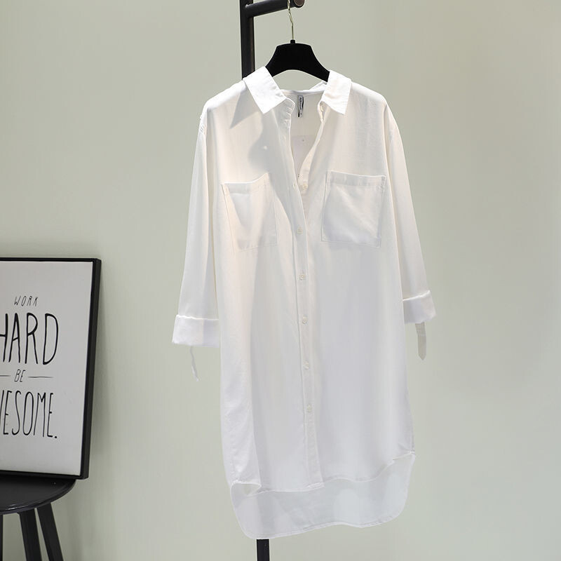 Duga bluza za trudnice Košulja za dojilje Proljeće Jesen Opuštena pamučna ženska majica dugih rukava Gornji dijelovi s ovratnikom Radna odjeća velikih veličina