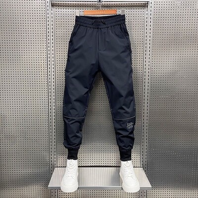 Jogger în aer liber pantaloni sport negri pantaloni subțiri respirabili de vară îmbrăcăminte pentru bărbați marca de lux