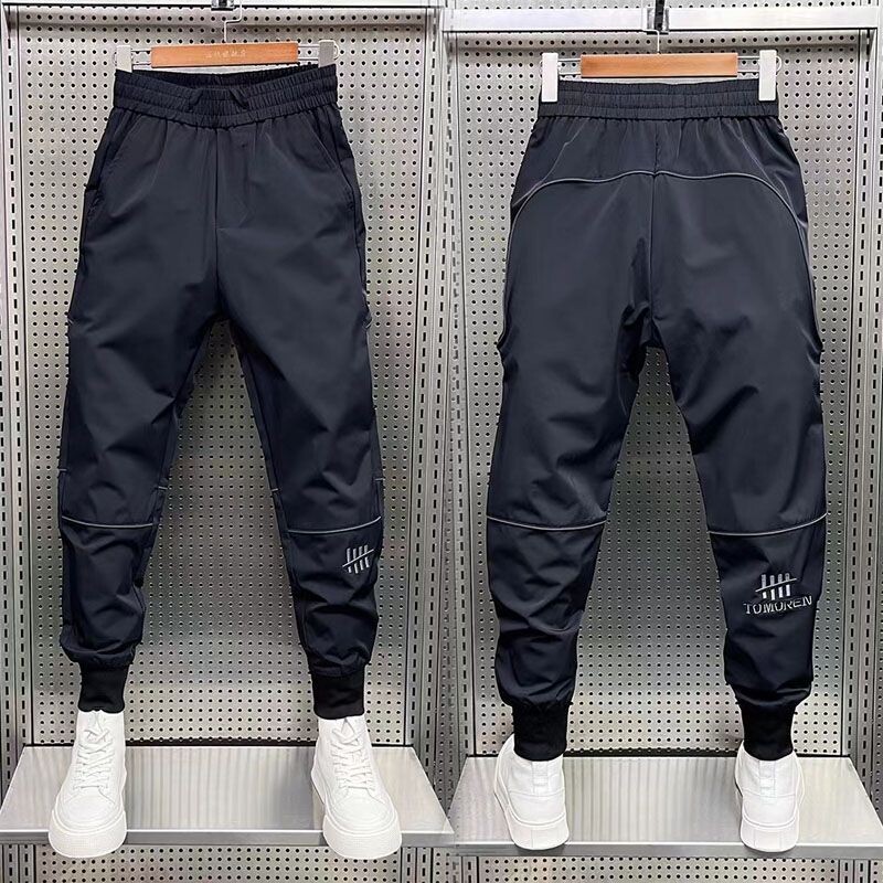 Jogger în aer liber pantaloni sport negri pantaloni subțiri respirabili de vară îmbrăcăminte pentru bărbați marca de lux