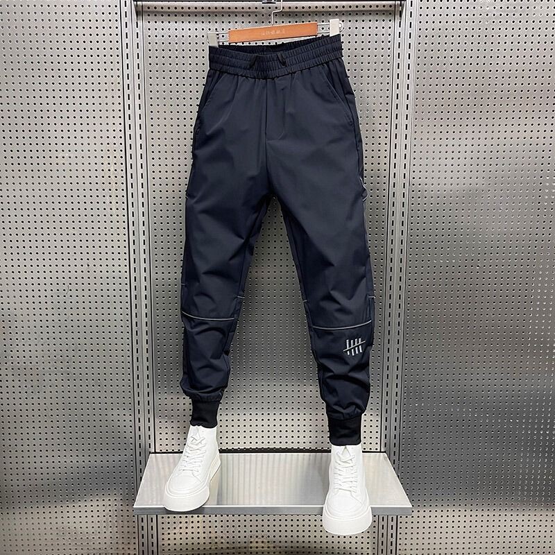 Jogger în aer liber pantaloni sport negri pantaloni subțiri respirabili de vară îmbrăcăminte pentru bărbați marca de lux