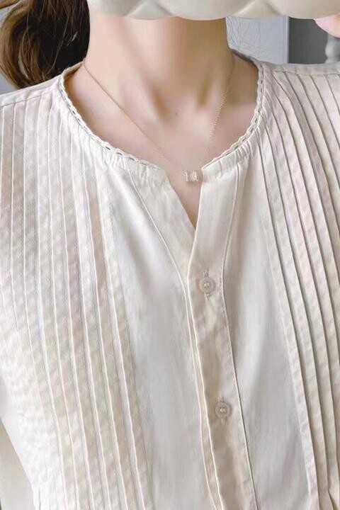 2024 m. pavasario mados marškiniai nėščiosioms ilgomis rankovėmis, mygtukai, skraidyklė, nėščia moteris, klostuotos palaidinės Madingi nėštumo drabužiai žindymo laikotarpiu