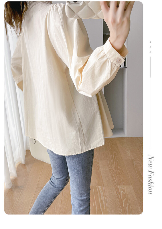 2024 m. pavasario mados marškiniai nėščiosioms ilgomis rankovėmis, mygtukai, skraidyklė, nėščia moteris, klostuotos palaidinės Madingi nėštumo drabužiai žindymo laikotarpiu