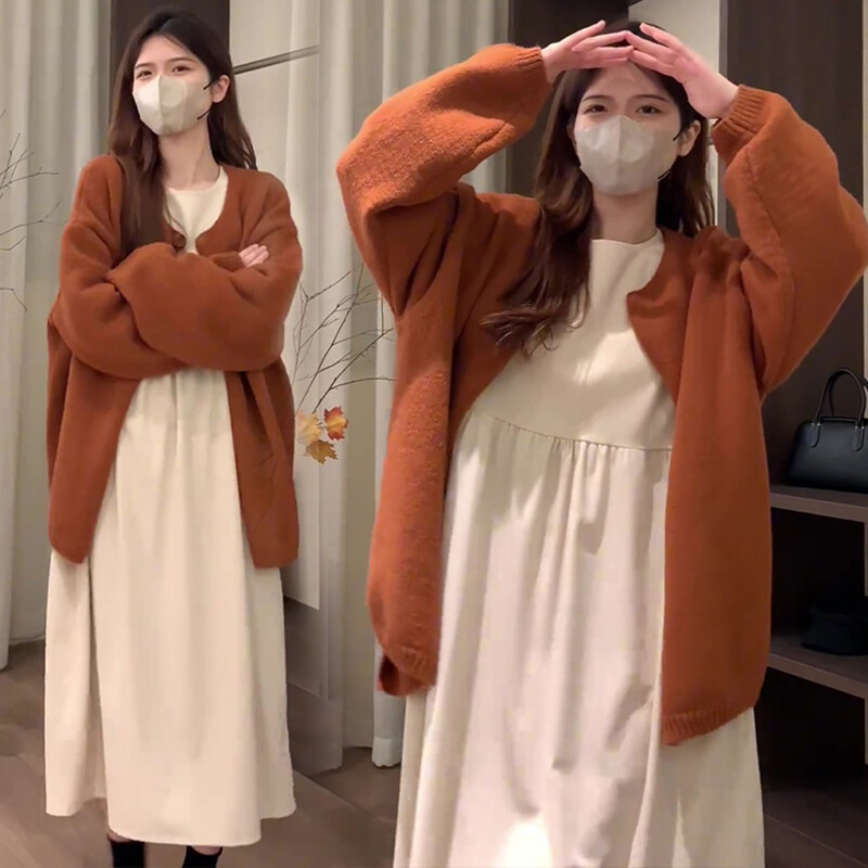 2024. gada rudens ziemas grūtnieču džemperis Liela izmēra garām piedurknēm, vienas pogas adīšanas jakas, grūtnieces, trikotāžas jakas, mēteļi