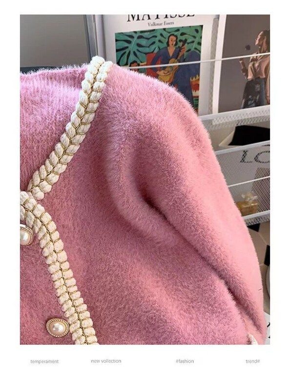 Rietumu stila mode ar nelielu aromātu balts džemperis sieviešu rudens un ziemas jaciņa ūdeles kažokādas trikotāžas jaka