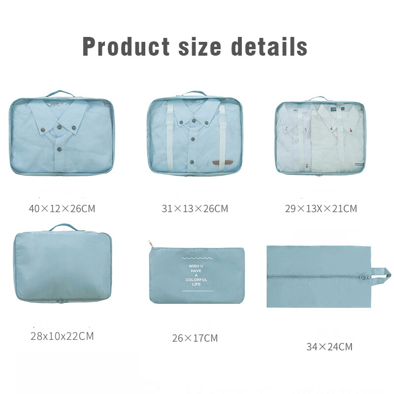Set de saci de depozitare pliabile de călătorie de 6 buc pentru haine, organizator de haine, dulap, valiză, geantă portabilă, organizator de călătorie, geantă de pantofi