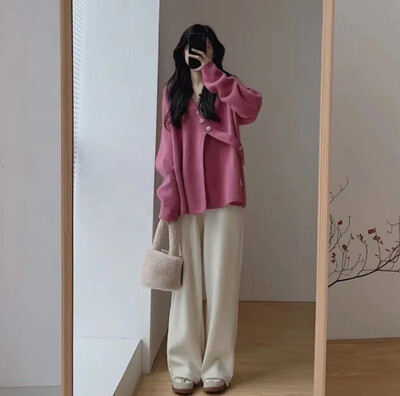 Nagy méretű, téli terhes női pulóver, egyszínű, hosszú ujjú, V-nyakú, kismama kötött pulóverek divatos kabát terhes nőknek