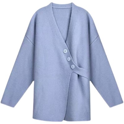 Nagy méretű, téli terhes női pulóver, egyszínű, hosszú ujjú, V-nyakú, kismama kötött pulóverek divatos kabát terhes nőknek