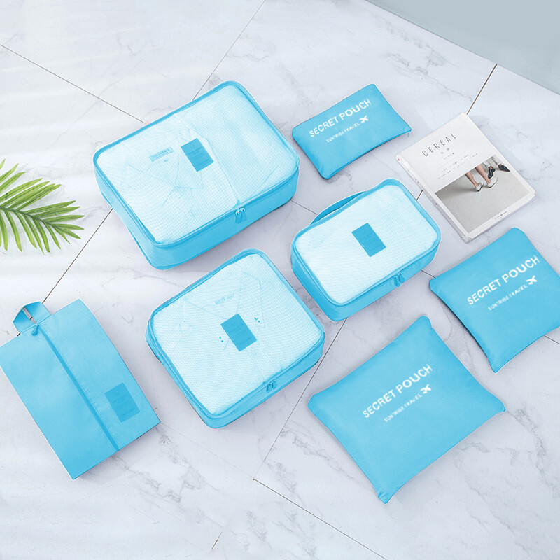 7 bucăți Geantă de depozitare de călătorie Valisă de capacitate mare Depozitare bagaje haine Organizator de sortare Set husă Husă Cub de ambalare pantofi