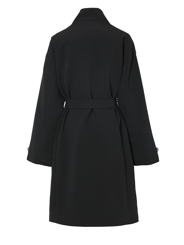 [EAM] Femei, cu nasturi negri, mărime mare, șanț lung nou, guler cu mânecă lungă, jachetă de vânt Fashion Tide, primăvară, toamnă 2024 1DF3286