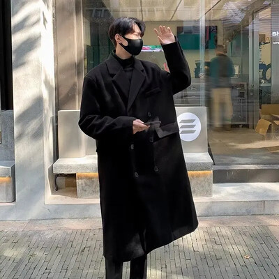 Ziemas vilnas virsjaka vīriešiem Vidēja garuma brīva piegriezuma divrindu jaka Moderns, moderns virsdrēbes