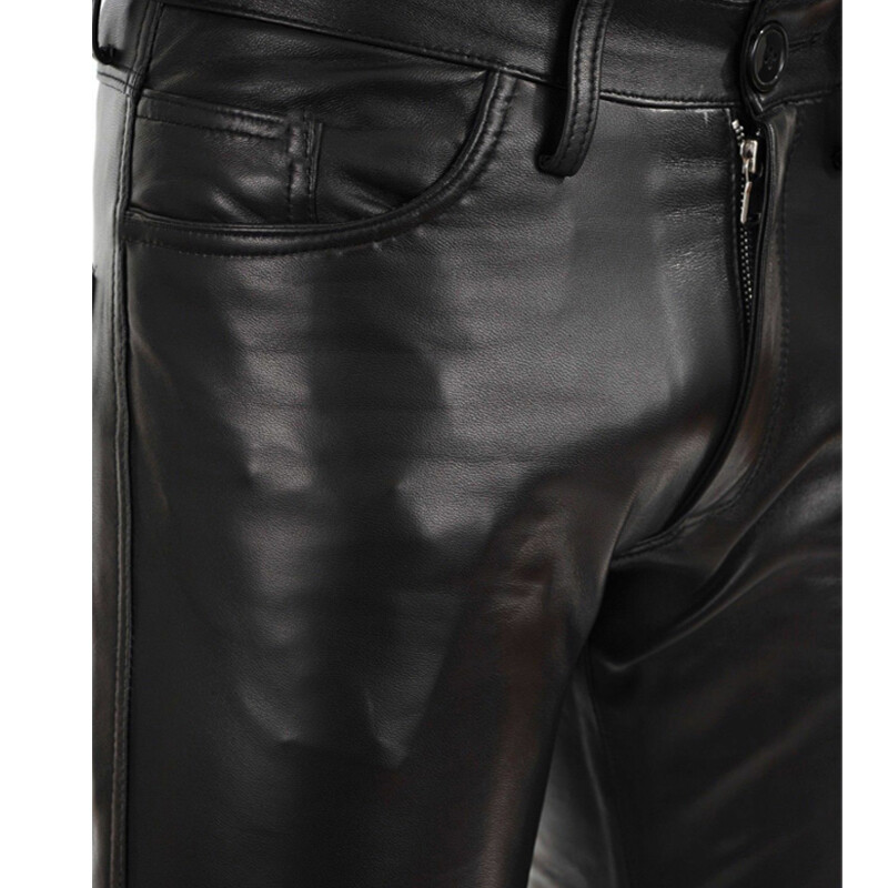 Punk ležerne hlače od pu kožne jednobojne muške odjeće, uske elastične niskog struka, hlače za dječake, kožne hlače, muške lokomoti