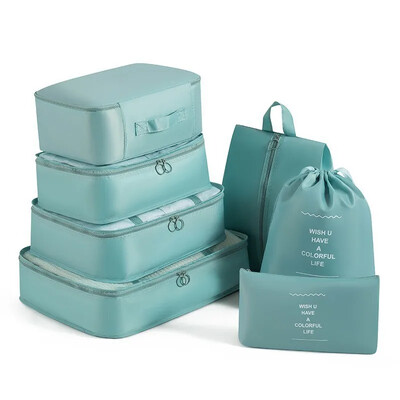 7 gab. Komplekts Ceļojumu organizators Glabāšanas somas Čemodāns Iepakojums Kubi futrāļi Pārnēsājams skapis Bagāžas Apģērbi Apavu maciņš Salokāms