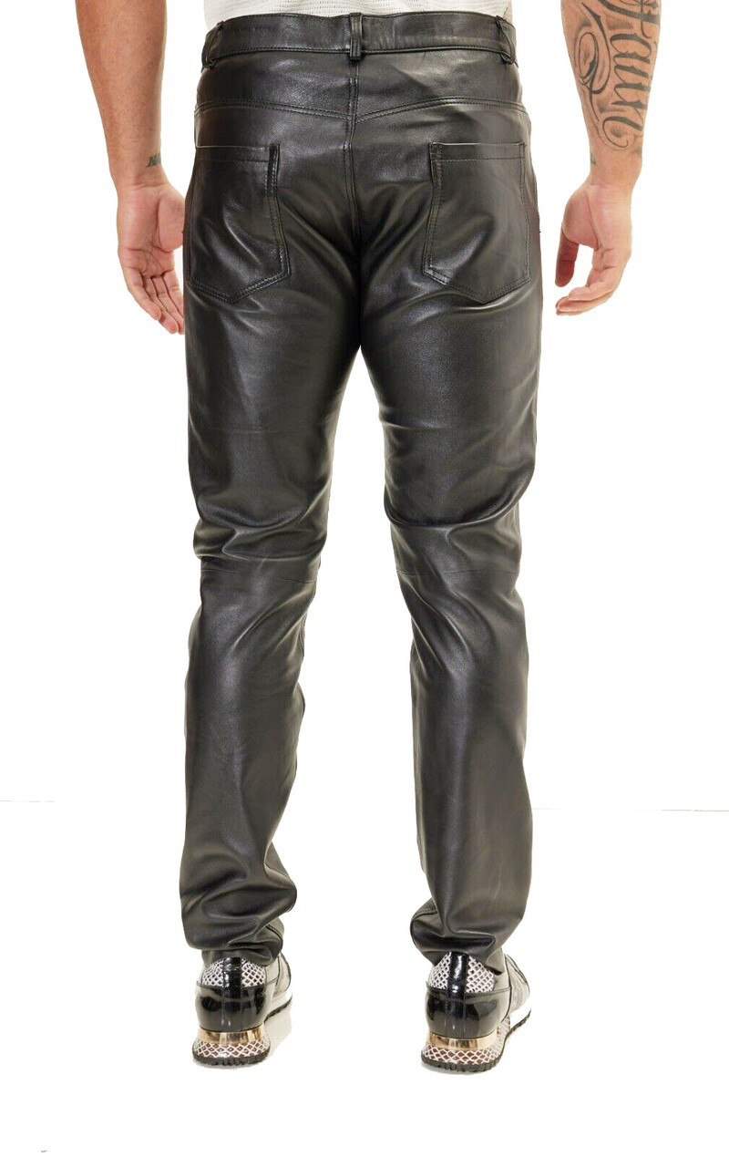 Pavasaris Vasara Moto Skinny Elastīgas mākslīgās ādas bikses Vīriešu melns zelts baltas plānas PU ādas bikses zīmolu vīriešu apģērbi