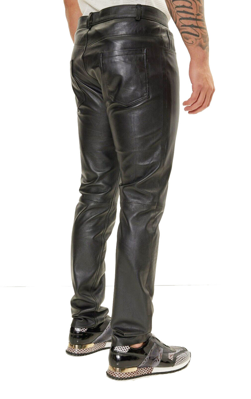 Pavasaris Vasara Moto Skinny Elastīgas mākslīgās ādas bikses Vīriešu melns zelts baltas plānas PU ādas bikses zīmolu vīriešu apģērbi