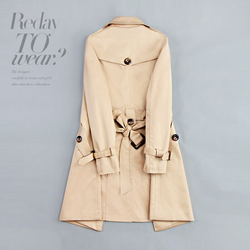 2023. gada jauns modes mētelis ar divrindu vidēji garu mēteli Sieviešu khaki, tievs jostas apmetnis Mujer vējjaka sievietēm Abrigos Brazil LH810