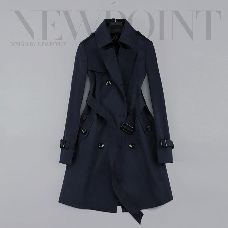 2023. gada jauns modes mētelis ar divrindu vidēji garu mēteli Sieviešu khaki, tievs jostas apmetnis Mujer vējjaka sievietēm Abrigos Brazil LH810