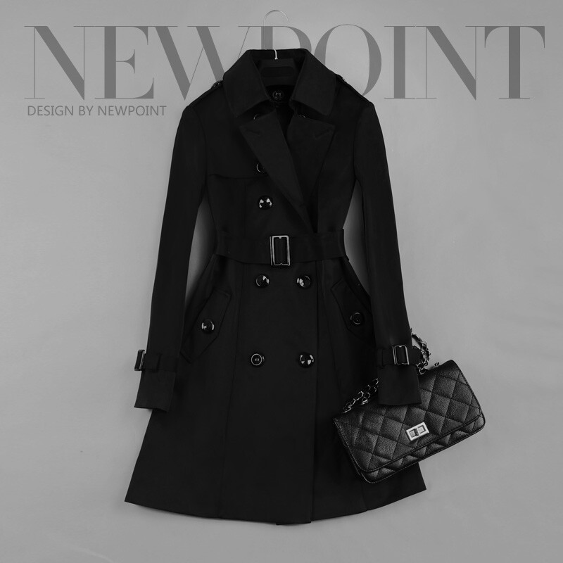 2023. gada jauns modes mētelis ar divrindu vidēji garu mēteli Sieviešu khaki, tievs jostas apmetnis Mujer vējjaka sievietēm Abrigos Brazil LH810