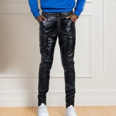Proljetne i ljetne lagane i tanke muške crne kožne hlače, pogodne za dnevne poslovne i muške hlače za slobodno vrijeme
