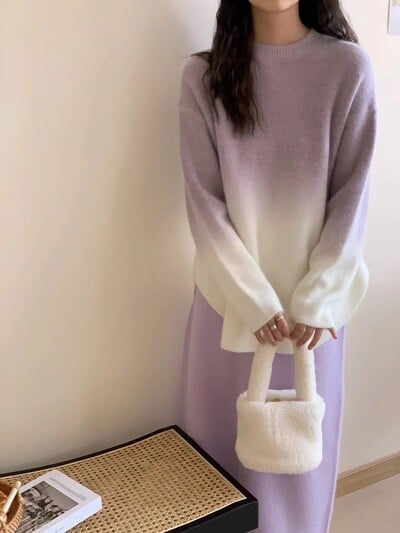 Sügistalvine rasedate kampsun mood gradientvärviga rase naine silmkoelised pulloverid ebaregulaarne rasedus kudumine topid Särgid