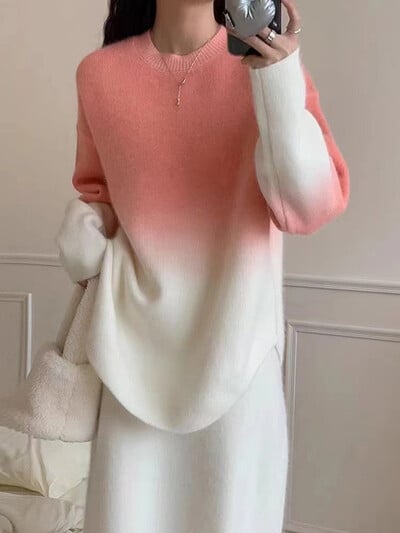 Sügistalvine rasedate kampsun mood gradientvärviga rase naine silmkoelised pulloverid ebaregulaarne rasedus kudumine topid Särgid