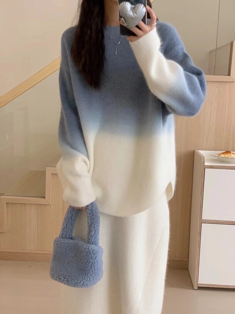 Sügistalvine rasedate kampsun mood gradientvärviga rase naine silmkoelised pulloverid ebaregulaarne rasedus kudumine topid Särgid