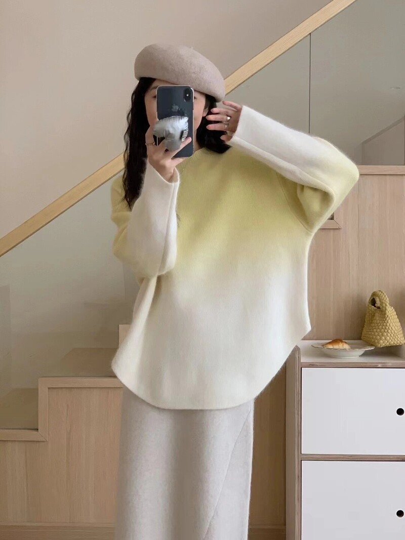 Sügistalvine rasedate kampsun mood gradientvärviga rase naine silmkoelised pulloverid ebaregulaarne rasedus kudumine topid Särgid