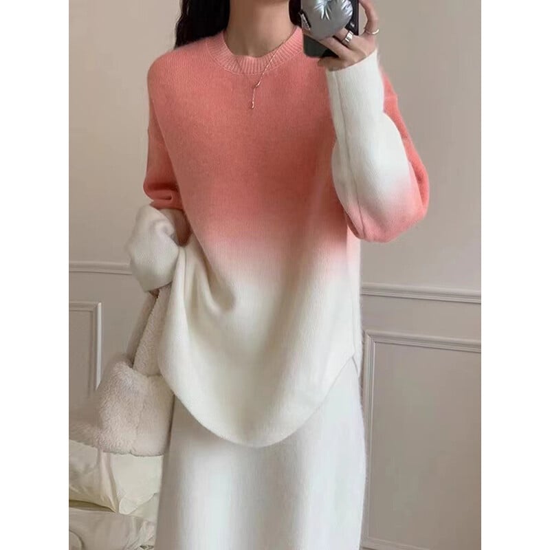 Sügistalvine rasedate kampsun mood gradientvärviga rase naine silmkoelised pulloverid ebaregulaarne rasedus kudumine topid Särgid