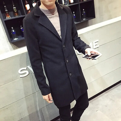 2021, nou pardesiu din lână pentru bărbați, în stil coreean, slim fit, jachetă de vânt de lungime medie, vă netezește trenciul cu silueta