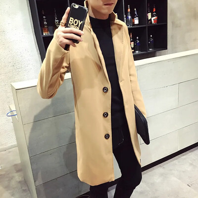 2021, nou pardesiu din lână pentru bărbați, în stil coreean, slim fit, jachetă de vânt de lungime medie, vă netezește trenciul cu silueta
