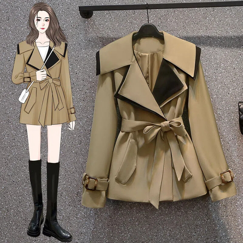 2024. Proljeće Jesen Novi korejski kratki trenč kaput Ženska jakna dugih rukava do struka Ženska vjetrovka Gornja odjeća Ženski kaput