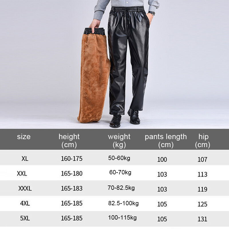 Pantaloni din piele PU pentru bărbați, iarnă, călduroasă, fleece, cu șnur, pantaloni conici, din piele artificială, pantaloni biker metalici