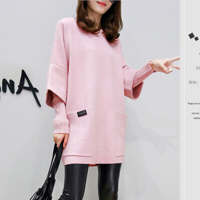 Nova pletena haljina za trudnice Jesen Zima Mašna dugih rukava Patchwork haljina za trudnice okruglog izreza Slatki volani Odjeća za trudnice