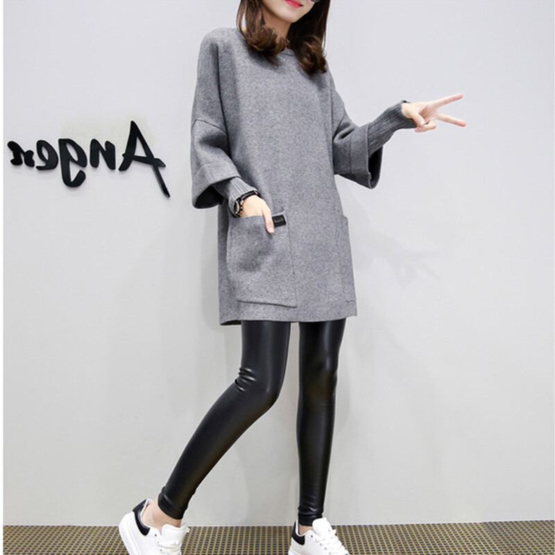 Nova pletena haljina za trudnice Jesen Zima Mašna dugih rukava Patchwork haljina za trudnice okruglog izreza Slatki volani Odjeća za trudnice