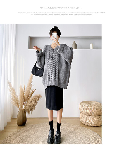 Pulover za trudnice velikih veličina, šišmiš rukava, V-izreza, pleteni puloveri za trudnice velikih veličina, dugi široki zimski odjevni predmeti za trudnice