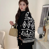 Stil coreean Maternitate Mantoane Iarna Maneca Lunga Modele Negru Alb Moda Femeie Insarcinata Cardigane tricotate Jachete Sarcina