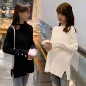 369# Rudens žiemos megzti nėštukių megztiniai Laisvi linija, suskirstyti marškiniai Drabužiai nėščioms moterims po gimdymo, nėštumas