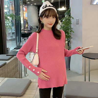 369# Rudens žiemos megzti nėštukių megztiniai Laisvi linija, suskirstyti marškiniai Drabužiai nėščioms moterims po gimdymo, nėštumas